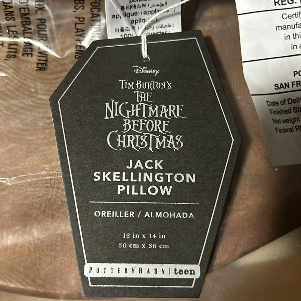 Pottery Barn Teen The Nightmare Before Christmas Jack Skellington đ Pillow BNWT - Picture 8 of 9